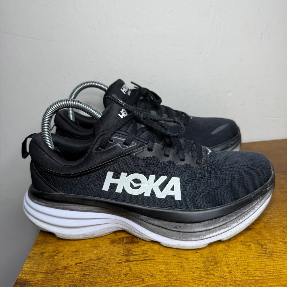 Hoka Bondi 8 Running Shoes Womens Size 7.5 Black White 1127952 BWHT